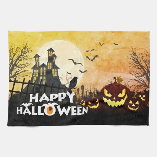 Spooky Haunted House Costume Night Sky Halloween Kitchen Towel