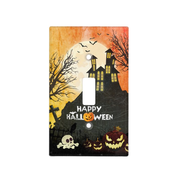 Spooky Haunted House Costume Night Sky Halloween Light Switch Cover
