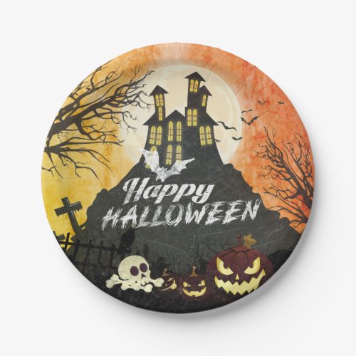 Spooky Haunted House Costume Night Sky Halloween Paper Plates