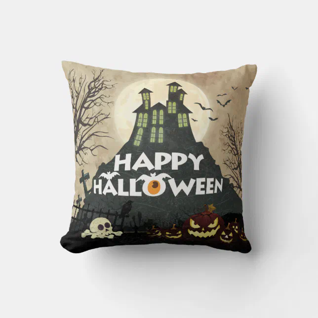 Spooky Haunted House Costume Night Sky Halloween Throw Pillow | Zazzle