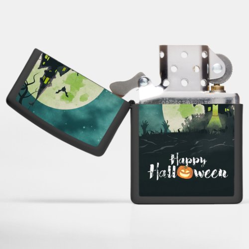 Spooky Haunted House Costume Night Sky Halloween Zippo Lighter