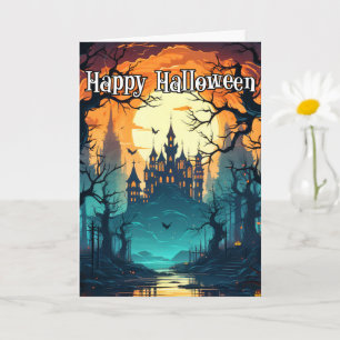 Spooky Haunted House Full Moon Card