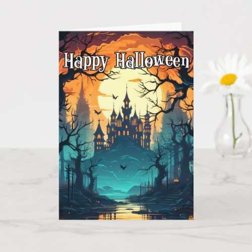Spooky Haunted House  Full Moon Card