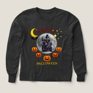 Spooky Haunted House Full Moon Halloween Custom T- Tri-Blend Shirts