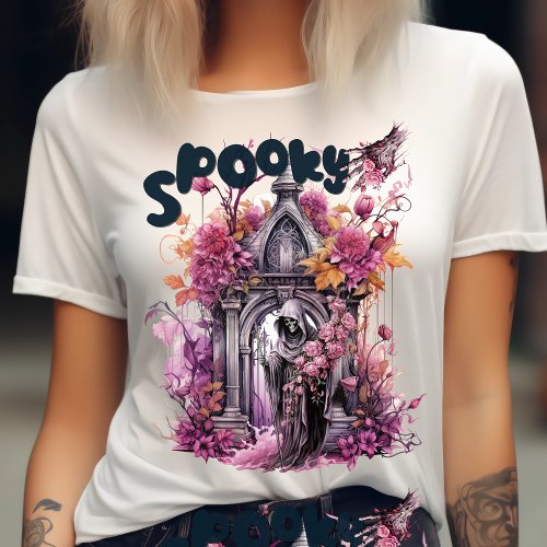 Spooky_Haunted House_Ghost_Creepy Pink_Grim Reaper T_Shirt