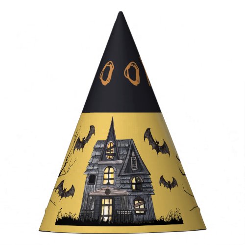 Spooky Haunted House Halloween Black Party Hat