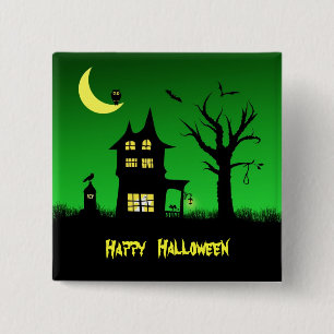 Spooky Haunted House Halloween Button