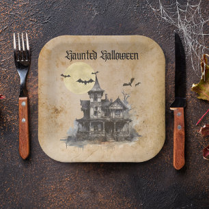 Spooky Haunted House Halloween Costume Party Paper Plates