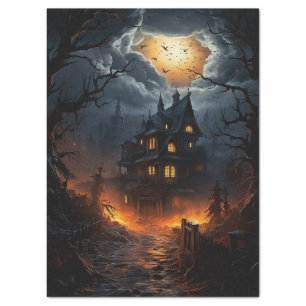 Spooky Haunted House Halloween Decoupage Tissue Paper