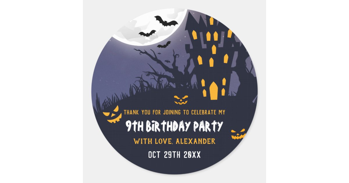 Spooky Haunted House Halloween Kids Birthday Party Classic Round ...
