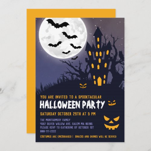 Spooky Haunted House Halloween Kids Costume Party Invitation