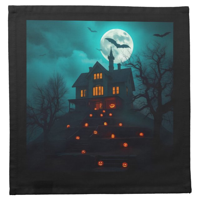 Spooky Haunted House Halloween Napkin (Front)