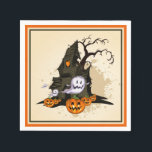 Spooky Haunted House Halloween Napkins<br><div class="desc">A spooky haunted house,  ghosts and jack o' lanterns,  these paper party napkins are fun for a Halloween costume party or kid's birthday party . MATCHING items in our store.</div>