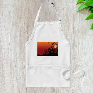 Spooky Haunted House Halloween Night Adult Apron