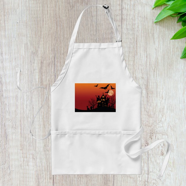 Spooky Haunted House Halloween Night  Adult Apron (Creator Uploaded)