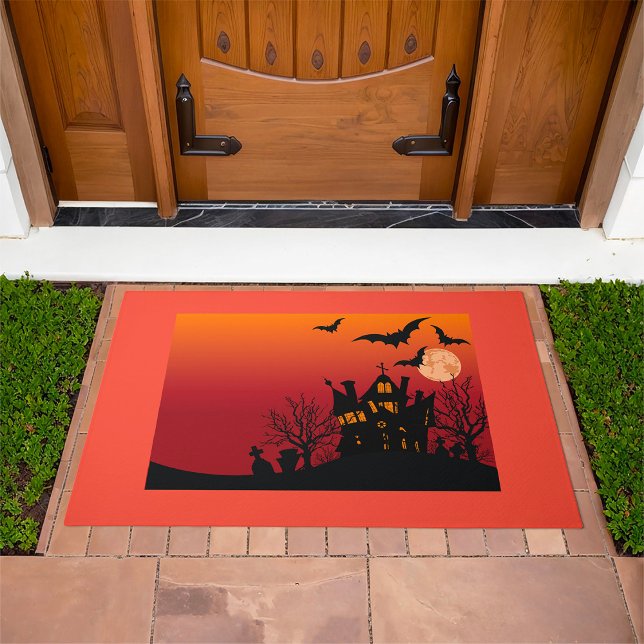 Spooky Haunted House Halloween Night  Doormat (Creator Uploaded)