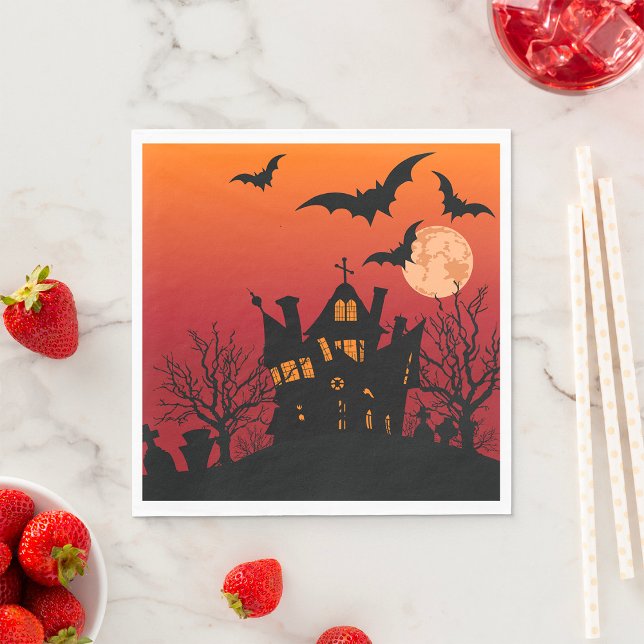 Spooky Haunted House Halloween Night  Napkins (Creator Uploaded)