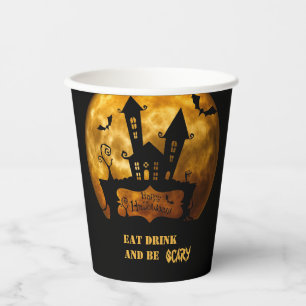 Spooky Haunted House Halloween Paper Cups
