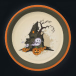 Spooky Haunted House Halloween Paper Plates<br><div class="desc">A spooky haunted house,  ghosts and jack o' lanterns,  these paper plates are fun for a Halloween costume party or kid's birthday party . MATCHING items in our store.</div>