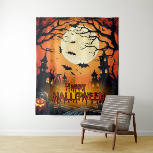 Spooky Haunted House Halloween Party Backdrop