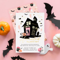 Spooky Haunted House Halloween Party Custom Photo  Foil Invitation