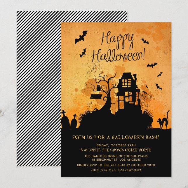 Spooky Haunted House Halloween Party Invitation (Front/Back)