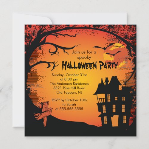 Spooky Haunted House Halloween Party Invitation