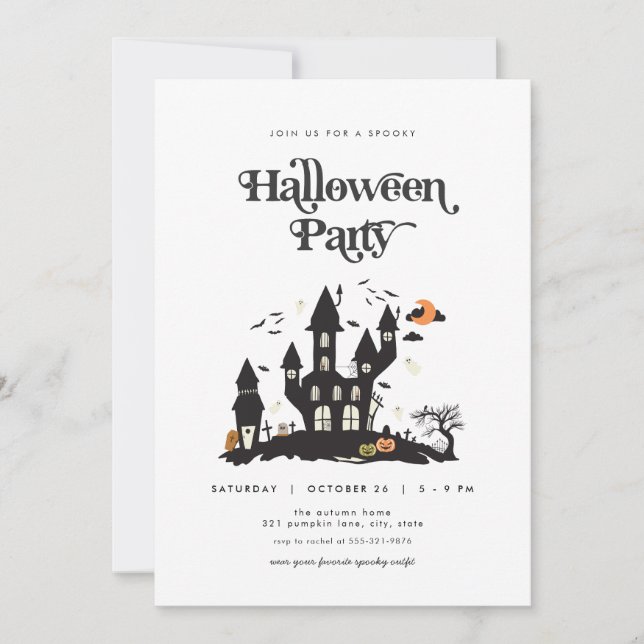 Spooky Haunted House Halloween Party Invitation (Front)