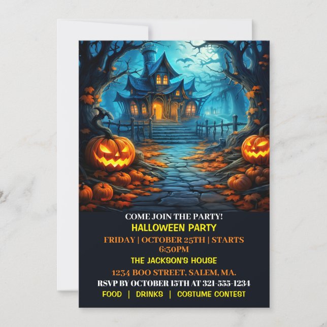 Spooky Haunted House Halloween Party Invitations (Front)