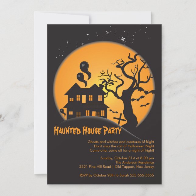 Spooky Haunted House Halloween Party Invitations (Front)