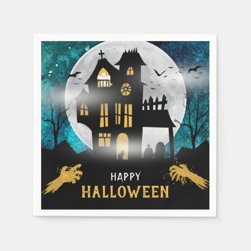 Spooky Haunted House Halloween Party Napkins