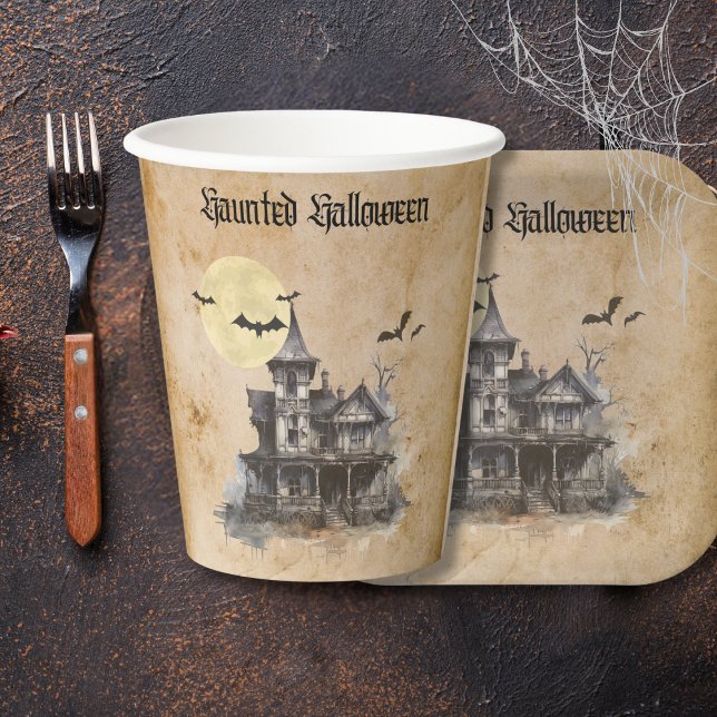 Spooky Haunted House Halloween Party Paper Cups (Creator Uploaded)
