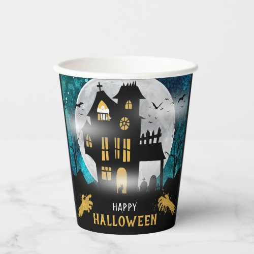 Spooky Haunted House Halloween Party Paper Cups
