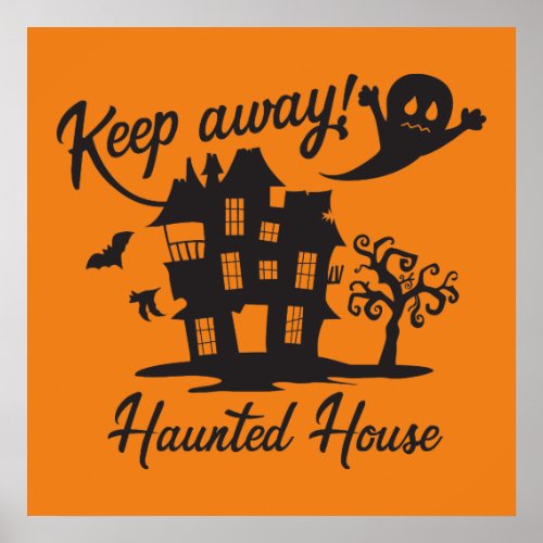 spooky Haunted house Halloween party Poster