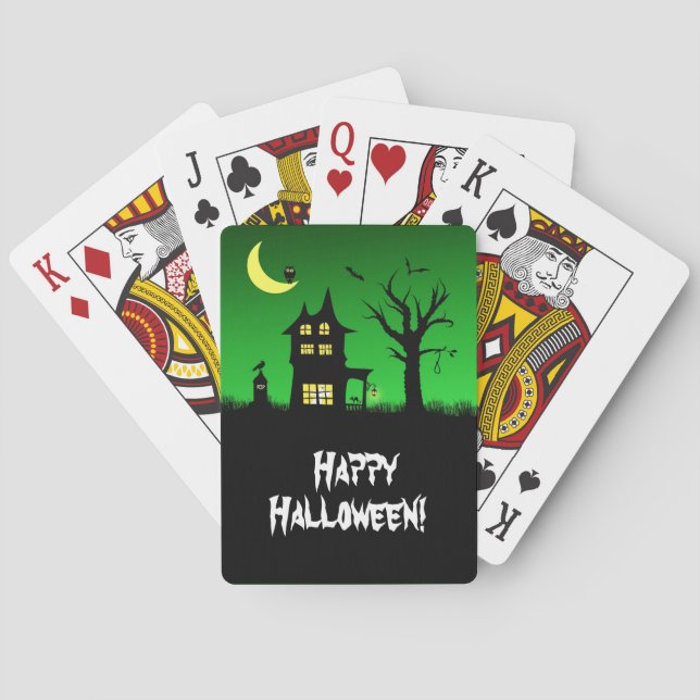 Spooky Haunted House Halloween Poker Cards (Back)