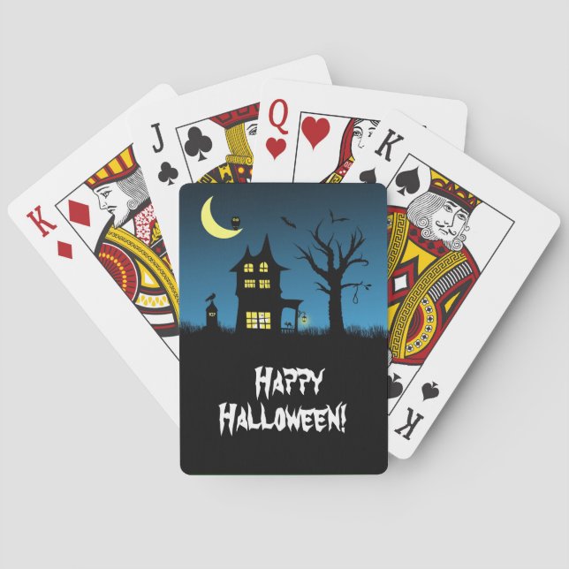 Spooky Haunted House Halloween Poker Cards (Back)
