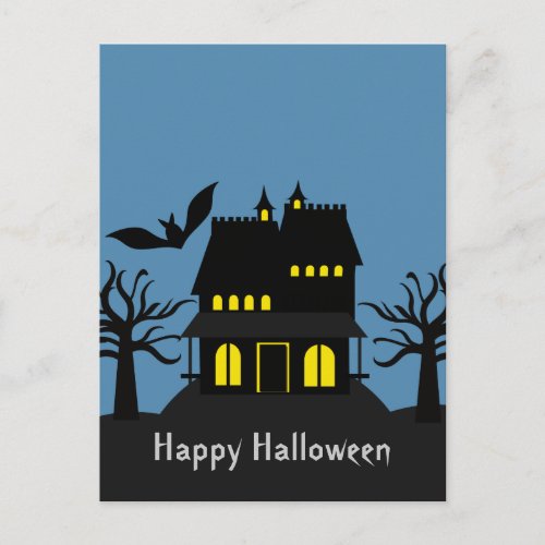 Spooky Haunted House Halloween Postcard