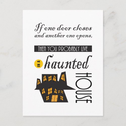 Spooky Haunted House Halloween Quote Postcard