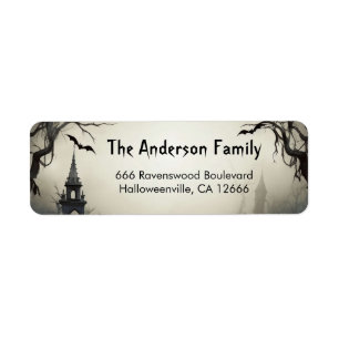 Spooky Haunted House Halloween Return Address  Label