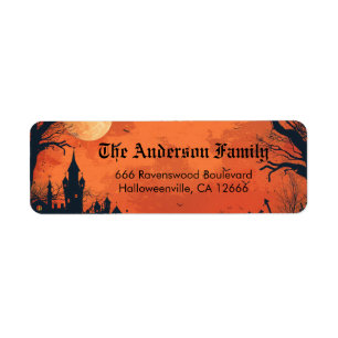 Spooky Haunted House Halloween Return Address Label