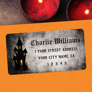 Spooky haunted house Halloween return address Label