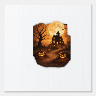 Spooky Haunted House Halloween Sign