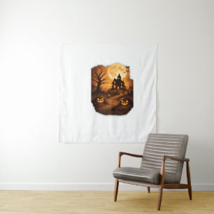 Spooky Haunted House Halloween  Tapestry