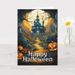 Spooky Haunted House - Happy Halloween Card