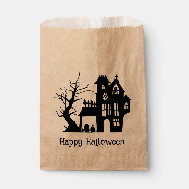 Spooky haunted house. Happy Halloween Kids treats Favor Bag (Front)