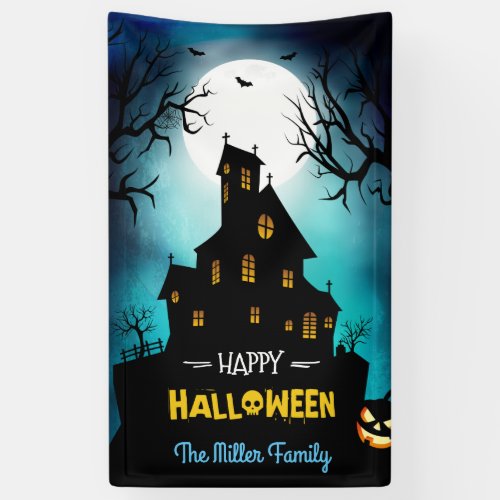 Spooky Haunted House Happy Halloween Party Banner