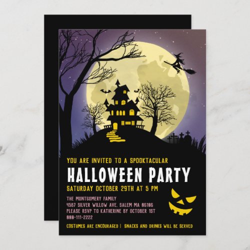 Spooky Haunted House Kids Costume Halloween Party Invitation