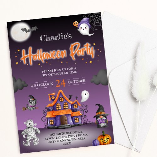Spooky Haunted House Kids Halloween Party Invitation