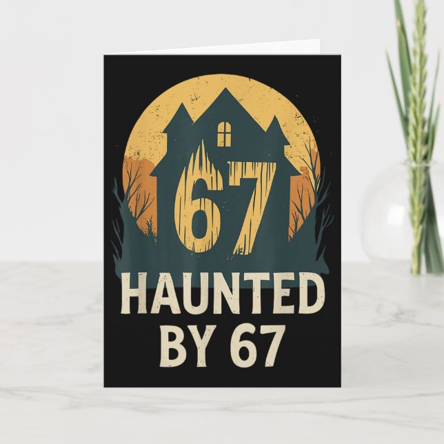 Spooky Haunted House Meme 67 Funny Math Humor 6x7  Card (Front)