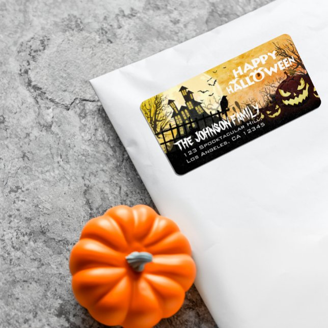 Spooky Haunted House Night Sky Halloween Address Label (Creator Uploaded)